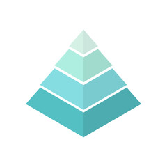 Wall Mural - pyramid shape with four charts. business infographic isometric template with blue data segments for 