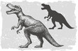 Dinosaur tyrannosaurus grafic hand drawn and silhouette illustration 2