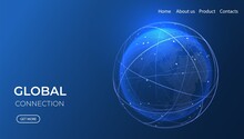 Global Network Isometric Illustration. Technology Digital 3d Globe. Connection Data Service. Cloud Storage Concept.