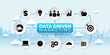 Data driven marketing concept with icons. Cartoon Vector People Illustration