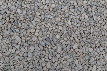 Dry White Limestone Ballast Flat Full Frame Background. Small Gray Dusty Broken Macadam Texture.