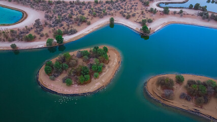 Sticker - Drone Shot over the lake during sunrise.