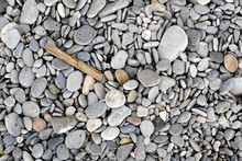 Close Up On Stones At The Beach, From Above, Flat Lay, Natural Background, Pebbles, Gray, Monochrome