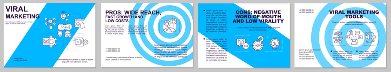 Viral marketing brochure template. Wide customer reach. Flyer, booklet, leaflet print, cover design with linear icons. Vector layouts for presentation, annual reports, advertisement pages