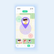Children locator smartphone interface vector template. Mobile app page design layout. Useful feature for parents. Kids finding. Modern smartphone screen. Flat UI for application. Phone display