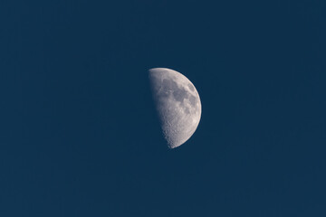 Wall Mural - Moon on dark night blue sky in outer space universe background