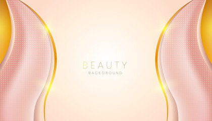 pink beauty background banner with golden lines