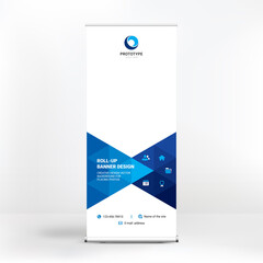 Wall Mural - roll-up banner design, creative background of graphic shapes, modern design for outdoor advertising