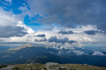 Wall Mural - mount hoverla in the clouds after the rain