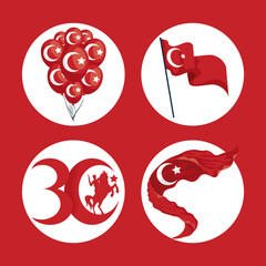 Sticker - Zafer bayrami icon set