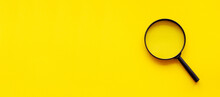 Magnifying Glass Magnifier Loupe Search Symbol On Yellow Background With Copy Space