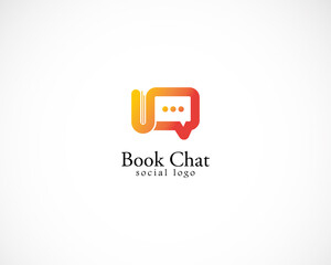 Wall Mural - book chat logo creative design concept