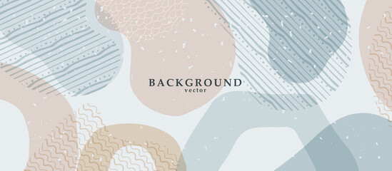 Wall Mural - Abstract background art with color shapes on background. Web or wall art decor. Boho style minimalistic background. Vector illustration.