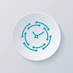 Wall Mural - timer in circle, simple clock or watch, time icon. cut circle with gray and blue layers. paper style