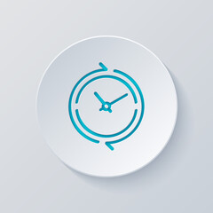 Wall Mural - timer in circle, simple clock or watch, time icon. cut circle with gray and blue layers. paper style