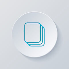 Stack of documents of papers, business icon. Cut circle with gray and blue layers. Paper style