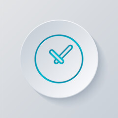 Wall Mural - timer in circle, simple clock or watch, time icon. cut circle with gray and blue layers. paper style