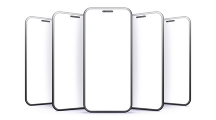 Wall Mural - mobile phone vector mockups with perspective views. blank smartphone screens isolated on white backg