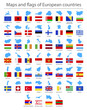 © gt29 - Europe. Country border maps and flags. Vector illustration