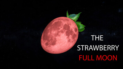 Wall Mural - the strawberry full moon 3d illustration