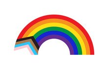 Rainbow Icon With New Pride Flag LGBTQ. Redesign Including Black And Brown Stripes. Flat Vector Illustration
