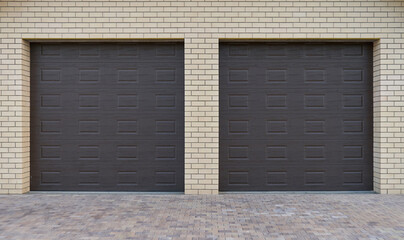 Wall Mural - Double garage door rolling type for two cars.