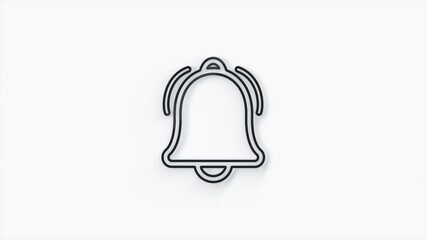 Fototapete - Animation of line bell 3d icon. Isolated on white background.