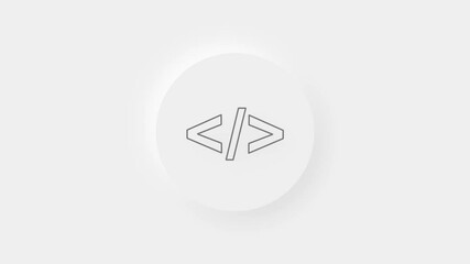 Fototapete - Black coding code html programming language icon. Front end development icon isolated on white background. 4K