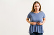 © AntonioDiaz - Caucasian woman with a stomach problem