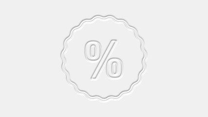 Poster - Discount percent tag neomorphism icon isolated on white background. Shopping tag sign. Special offer sign. Discount coupons symbol. 4K