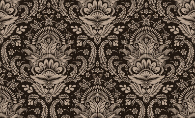 damask seamless pattern element. vector floral damask ornament vintage illustration.