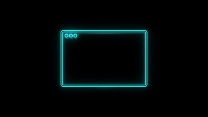 Poster - Glowing neon line browser window icon isolated on black background. Internet communication protocol. 4K