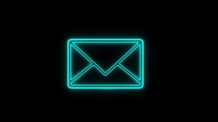 Poster - Glowing neon line Envelope icon isolated on black background. Email message letter symbol. 4K
