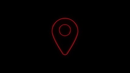 Fototapete - Glowing neon line Location icon isolated on black background. World or Earth sign.