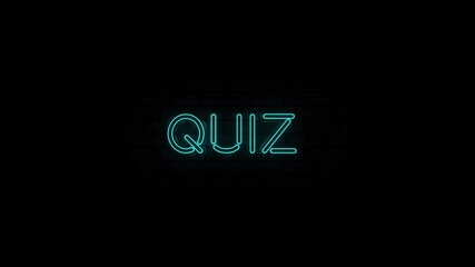 Fototapete - Quiz text on neon sign. Night bright advertisement.