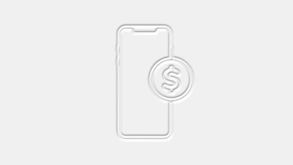Poster - Smartphone with dollar symbol icon isolated on white background. Online shopping concept. Financial mobile phone. Online payment. 4K