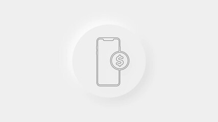 Poster - Smartphone with dollar symbol icon isolated on white background. Online shopping concept. Financial mobile phone. Online payment. 4K