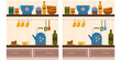 Kitchen items find 10 differences in the illustration. A concept for the development of attention.