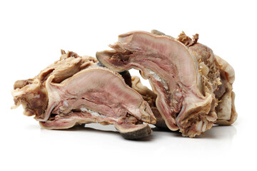 Poster - Cooked beef head meat on white background