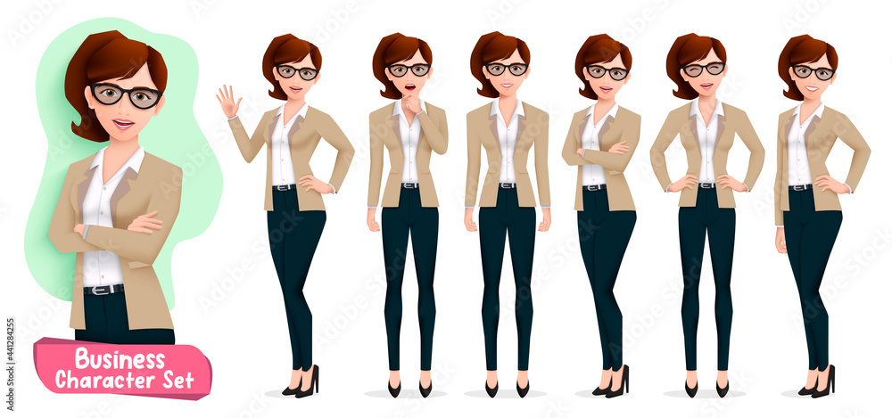 Businesswoman character vector set. Business woman female boss ...