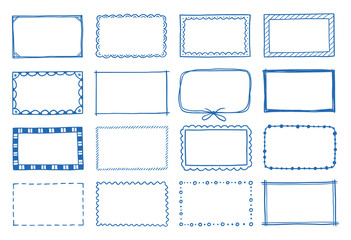 Aufkleber - Hand drawn set of rectangle frame. Doodle sketch style. Frame with scrawl and scratch border. Vector illustration.