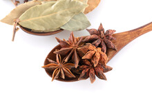 Star Anise Aniseed And Bay Leaves