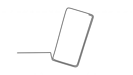 Wall Mural - Self drawing animation of telephone, mobile phone. Concept of connection, social media, mobile technology. 