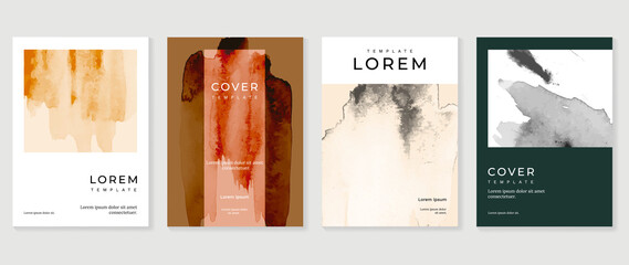 creative cover design vector set. watercolor book cover design, abstract art design with colorful wa