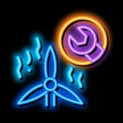 Poster - windmill repair neon light sign vector. Glowing bright icon windmill repair sign. transparent symbol illustration