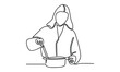 © barnawi - Continue line of woman cooking illustration