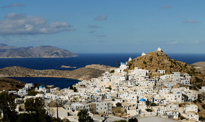 Wall Mural - View of the Chora village of the Greek island of Ios in the Cyclades archipelago