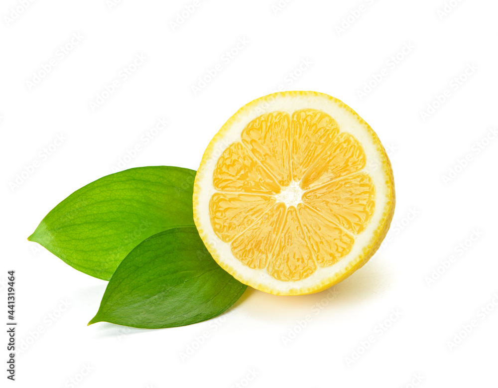 Half of lemon on white background