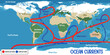 Ocean currents on world map background