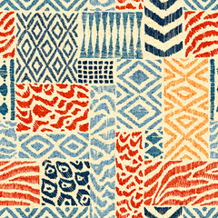 seamless patchwork pattern. a collection of hand-drawn textures. animal print for textiles. ethnic a